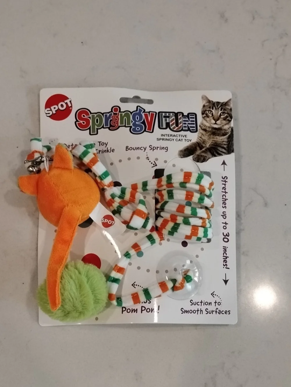 SPOT Springy Fun Interactive Cat Toy - Orange and Green